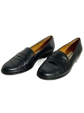 Etienne Aigner Michele Leather Slip On Classic Penny-keeper Penny Loafer Shoes
